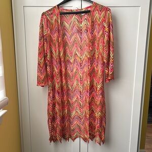 Susan Graver Multi Colorful Chevron Patterned Cardigan